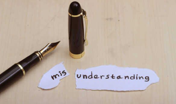 misunderstanding written note with fountain pen