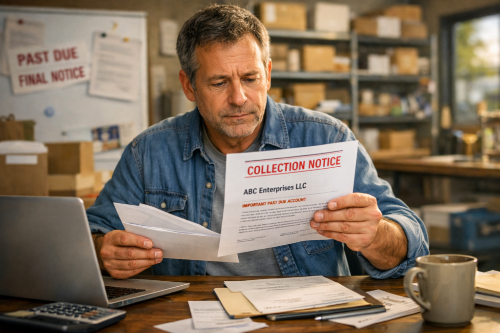 Business owner receiving a collection letter attempting to collect from his LLC after a personal bankruptcy