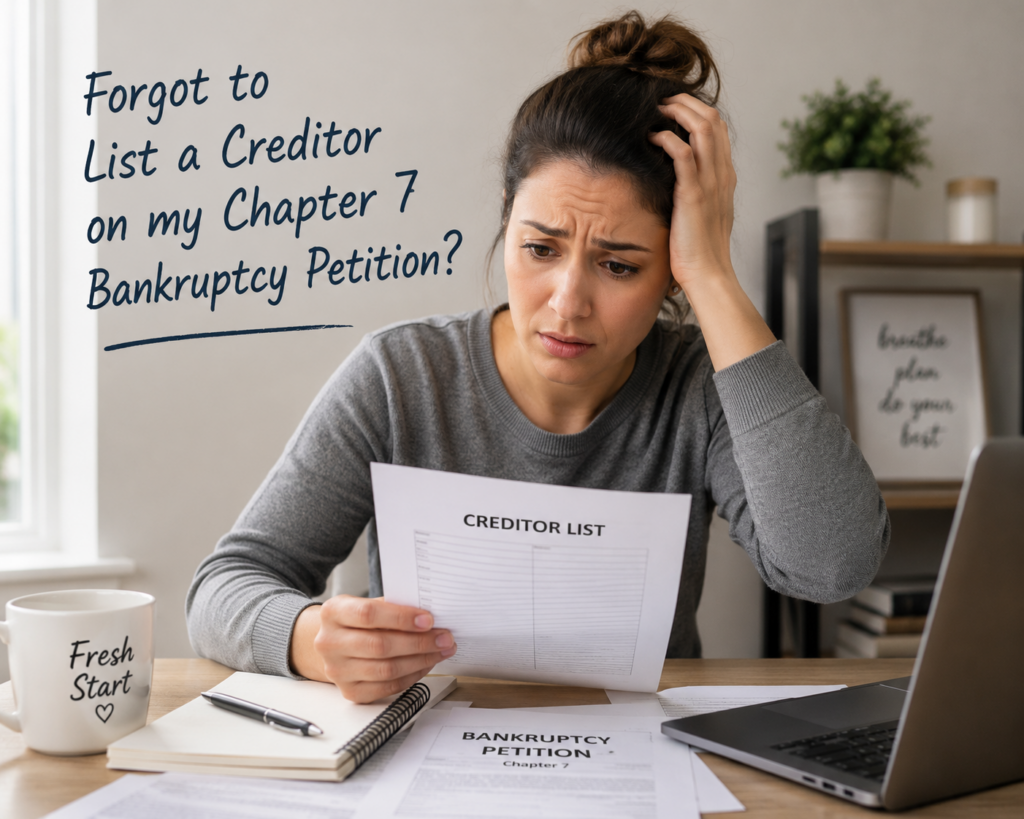 Person who is worried because they Forgot to List a Creditor on my Chapter 7 Bankruptcy Petition?
