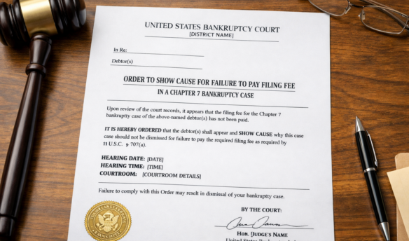 Order to Show Cause on Dismissal for Failure to Pay the Bankruptcy Court Filing Fee