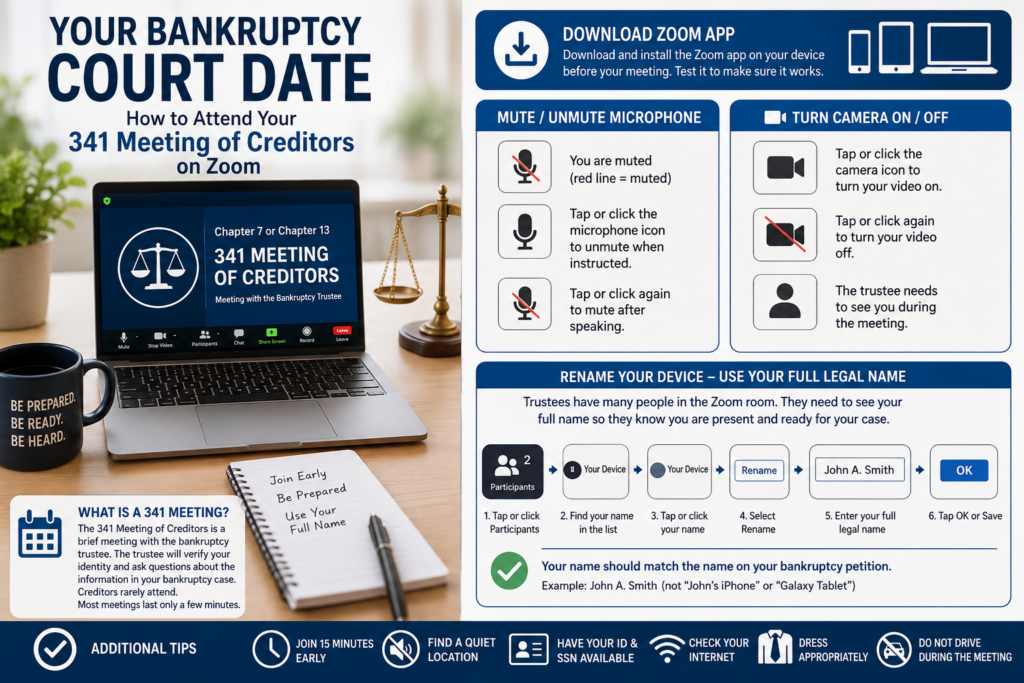 How to use Zoom for your Bankruptcy Court hearing with instructions on how to rename your device.