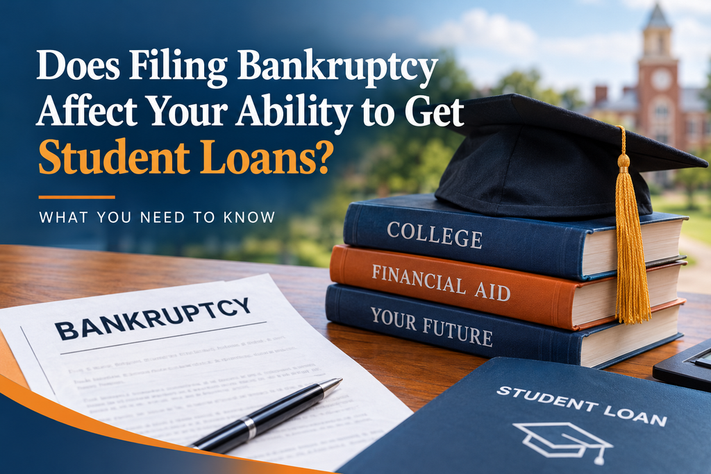 Does filing bankruptcy affect your ability to get student loans – bankruptcy paperwork, college books and graduation cap