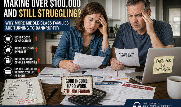 Middle-class couple earning over $100,000 reviews bills and credit card debt while struggling with rising food, housing, utility, and living costs