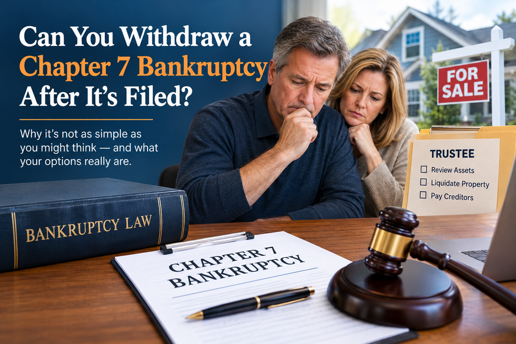 Michigan bankruptcy attorney explaining whether a Chapter 7 bankruptcy case can be withdrawn when a trustee seeks to sell a debtor's home or other assets.