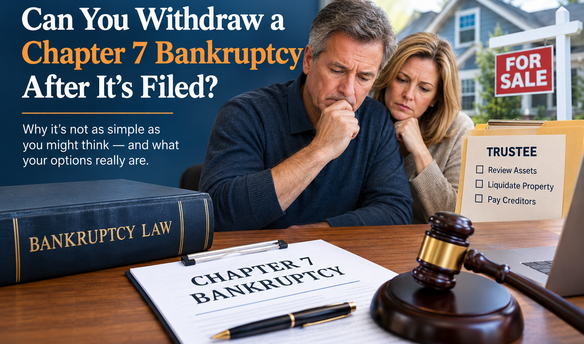 Michigan bankruptcy attorney explaining whether a Chapter 7 bankruptcy case can be withdrawn when a trustee seeks to sell a debtor's home or other assets.